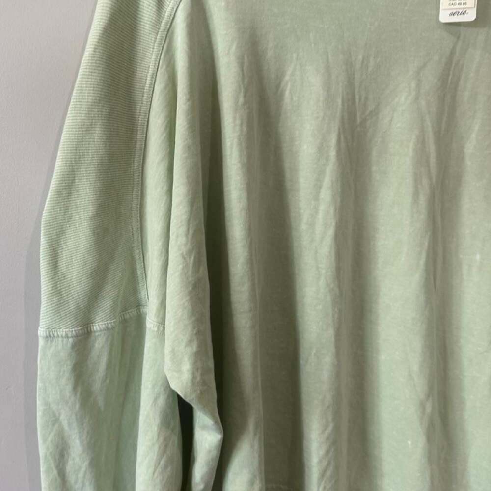 Aerie Relaxed Fit Cropped Long Sleeve Tee Mint Green - Picture 4 of 6